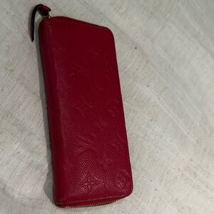 Red Embossed Zip Wallet